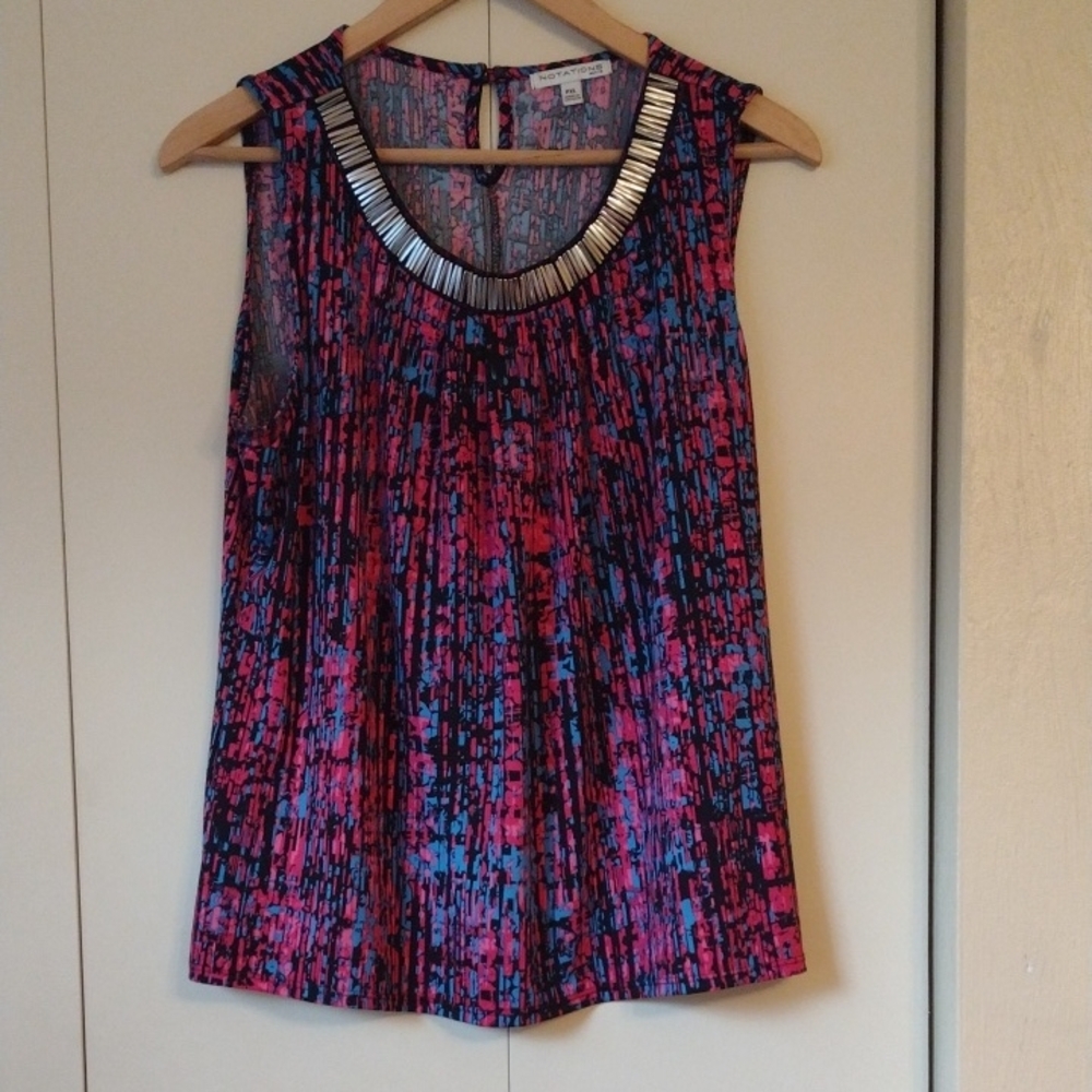 Notations Pink and Purple Embellished Blouse